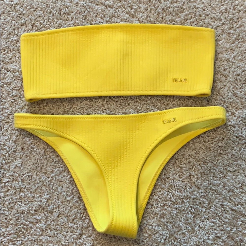 TRIANGL Yellow Strapless Cheeky Bikini